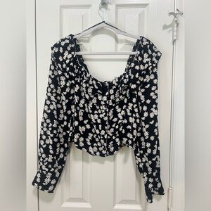 The Shirt by Rochelle Behrens Black Floral Blouse